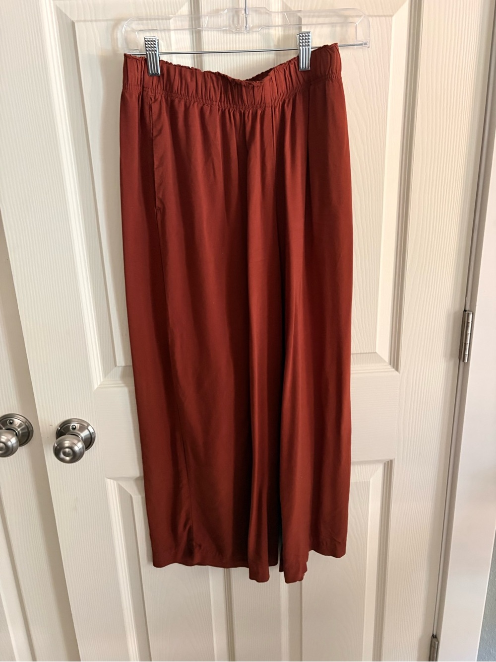 Women’s Pull-On Pants Rust Elastic Waist Casual Size M